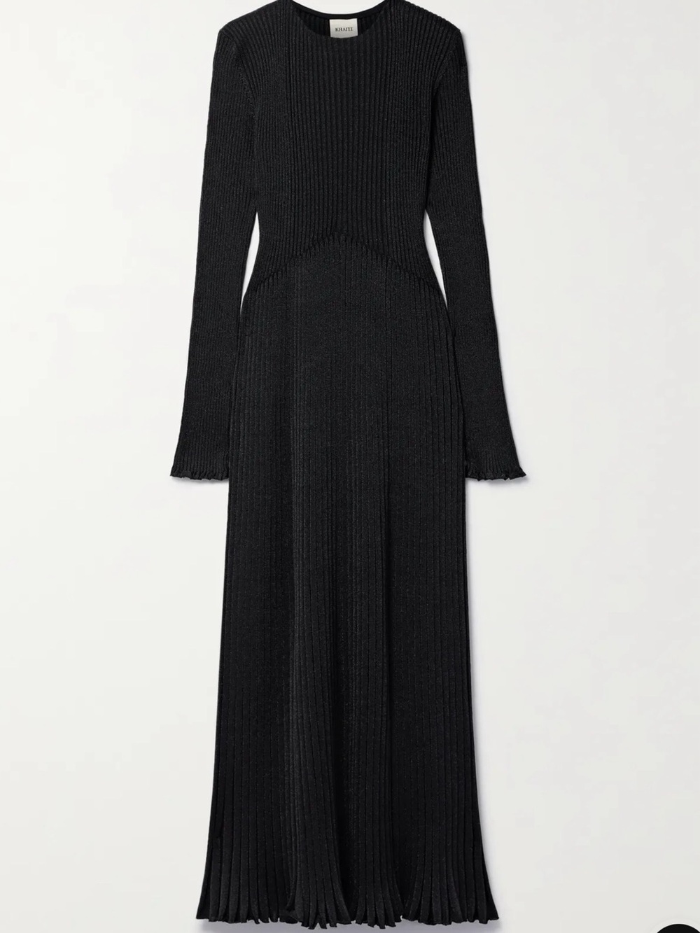 KHAITE Okla Metallic Ribbed Wool Blend Maxi Dress -NWOT